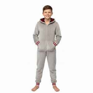 Canadiana Cozy Fleece Hooded Reindeer Pajama Onsie Unisex Boy Girl Size 14 16 XL